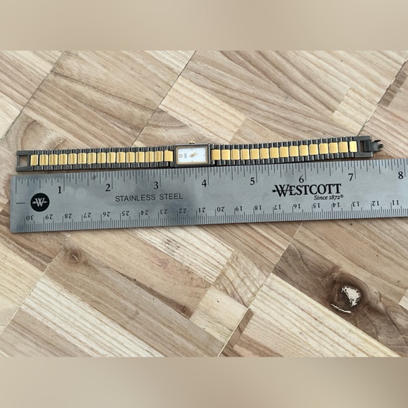 Seiko Ladies Watch Unique Two Tone Bracelet White Rectangular Dial - Picture 14 of 15